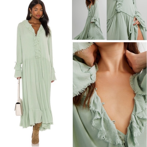 chinese dress ladies Tencel Mint maxi lace dress main image 0